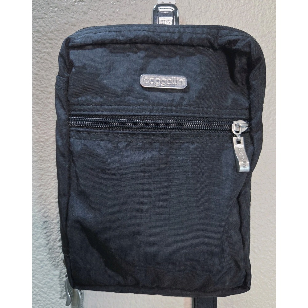Baggallini Black‎ Nylon Crossbody Travel Organizer Bag Multi Pocket